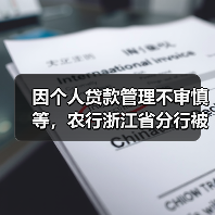 因个人贷款管理不审慎等，农行浙江省分行被罚880万元（图1）